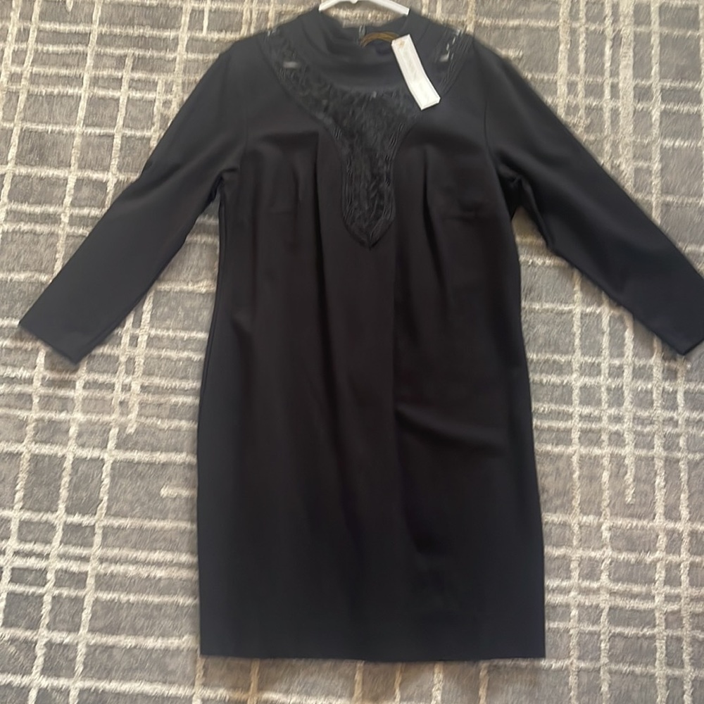 Black Long sleeve dress NWT with lace front - Picture 5 of 5